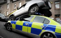 Driver rams police car